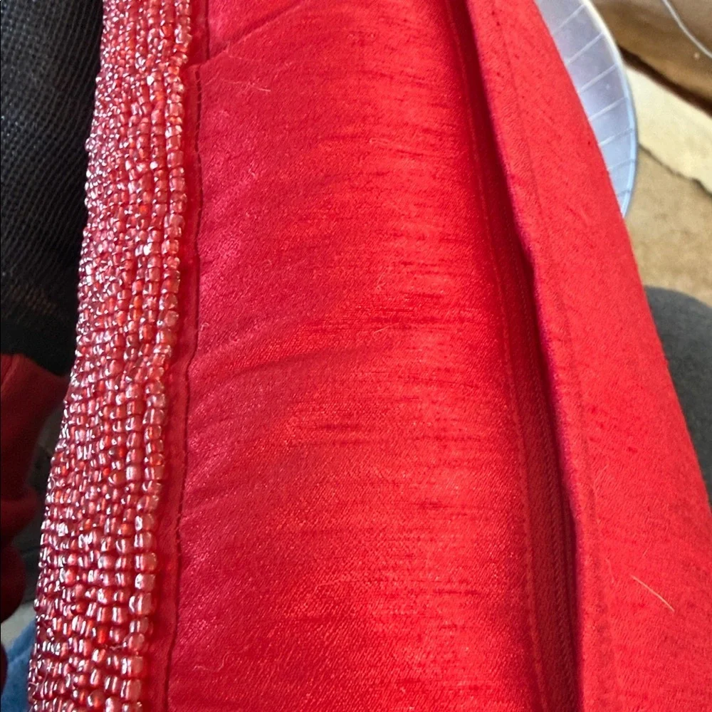 4 SAFAVIEH Beautiful Beaded toss pillows in a rich jewel tone red